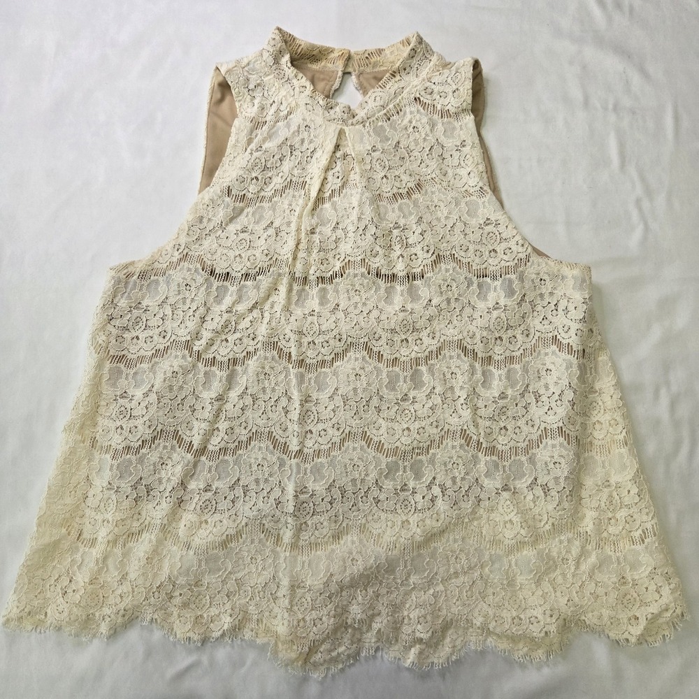 Love Fire Women's Medium‎ Lace High Neck Tank Romantic Feminine Cowgirl Coquette